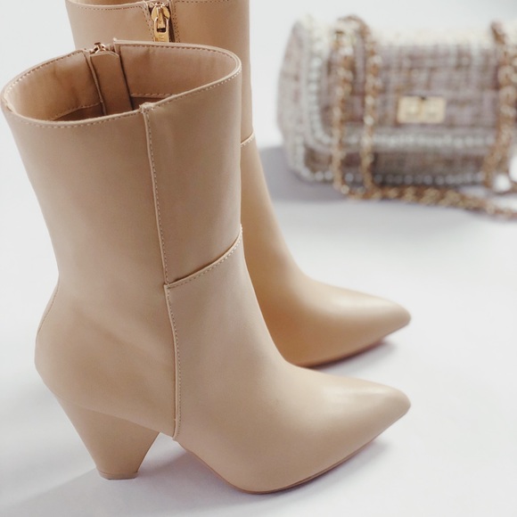 Shoes - 🆕Halo Nude Vegan Leather Ankle Boots